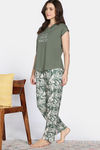 Zivame Olive Hours Knit Poly Pyjama Sets - Four Leaf Clover — thumbnail 3